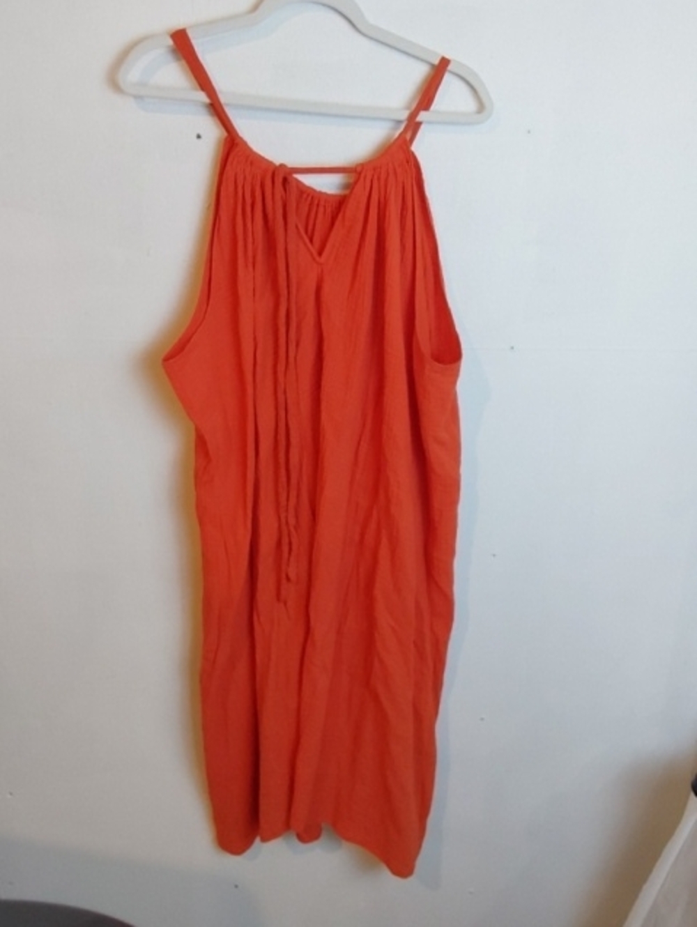 Rona Sol|Strappy Coral Orange Summer Maxi Dress Gauzy 1X/2X